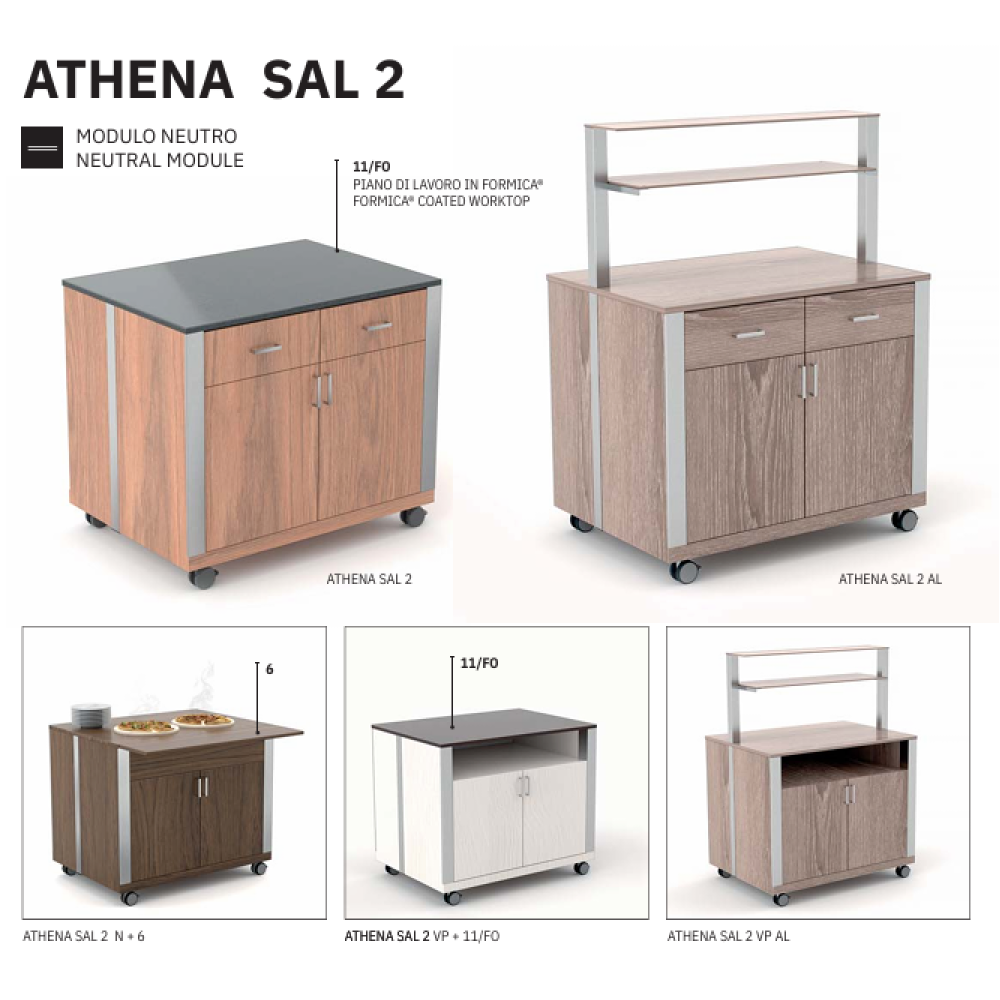MODULE NEUTRE AVEC PORTES ET COMPARTIMENT POUR PLATS ATHENA SAL 2 VP
