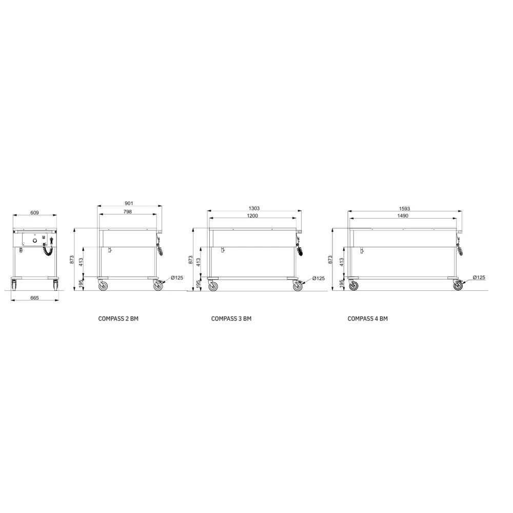 CHARIOT BAIN-MARIE EN ACIER INOXYDABLE COMPASS 4BM