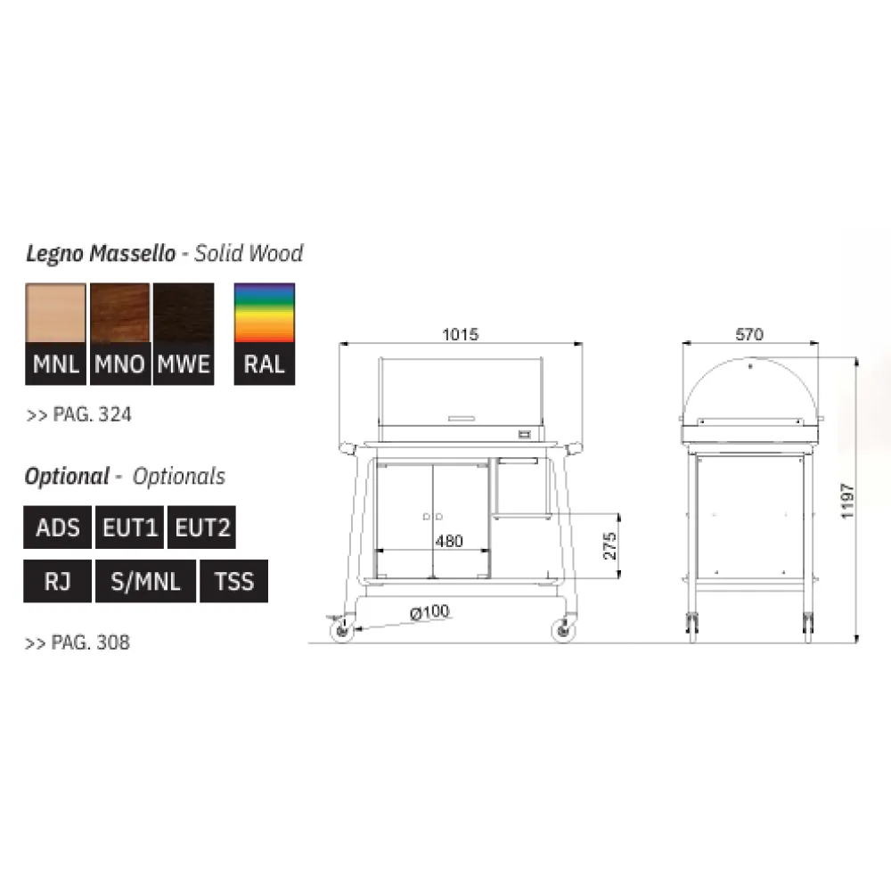 CHARIOT DE SERVICE AVEC VITRINE RÉFRIGÉRÉE ARIANNA BREAK