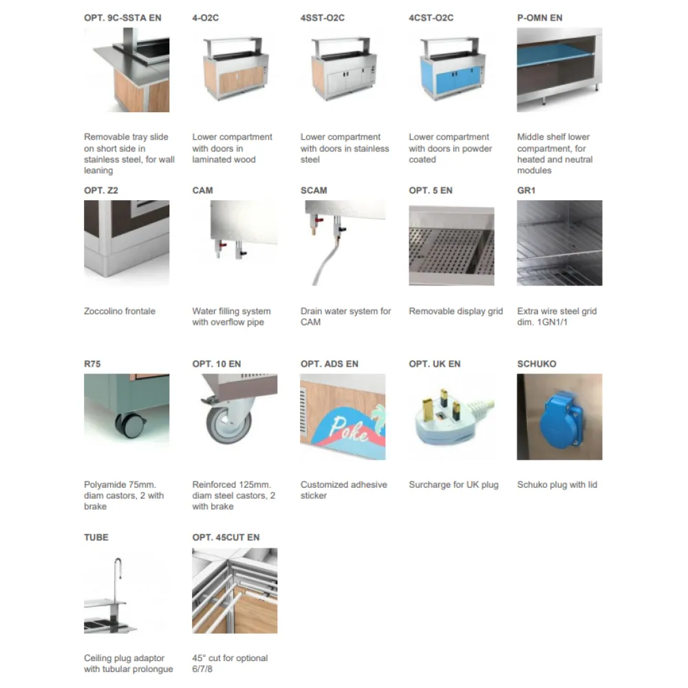 Buffet chauffant Bain-Marie assisté par ventilateur avec compartiment inférieur OMNIA 2BM/SC