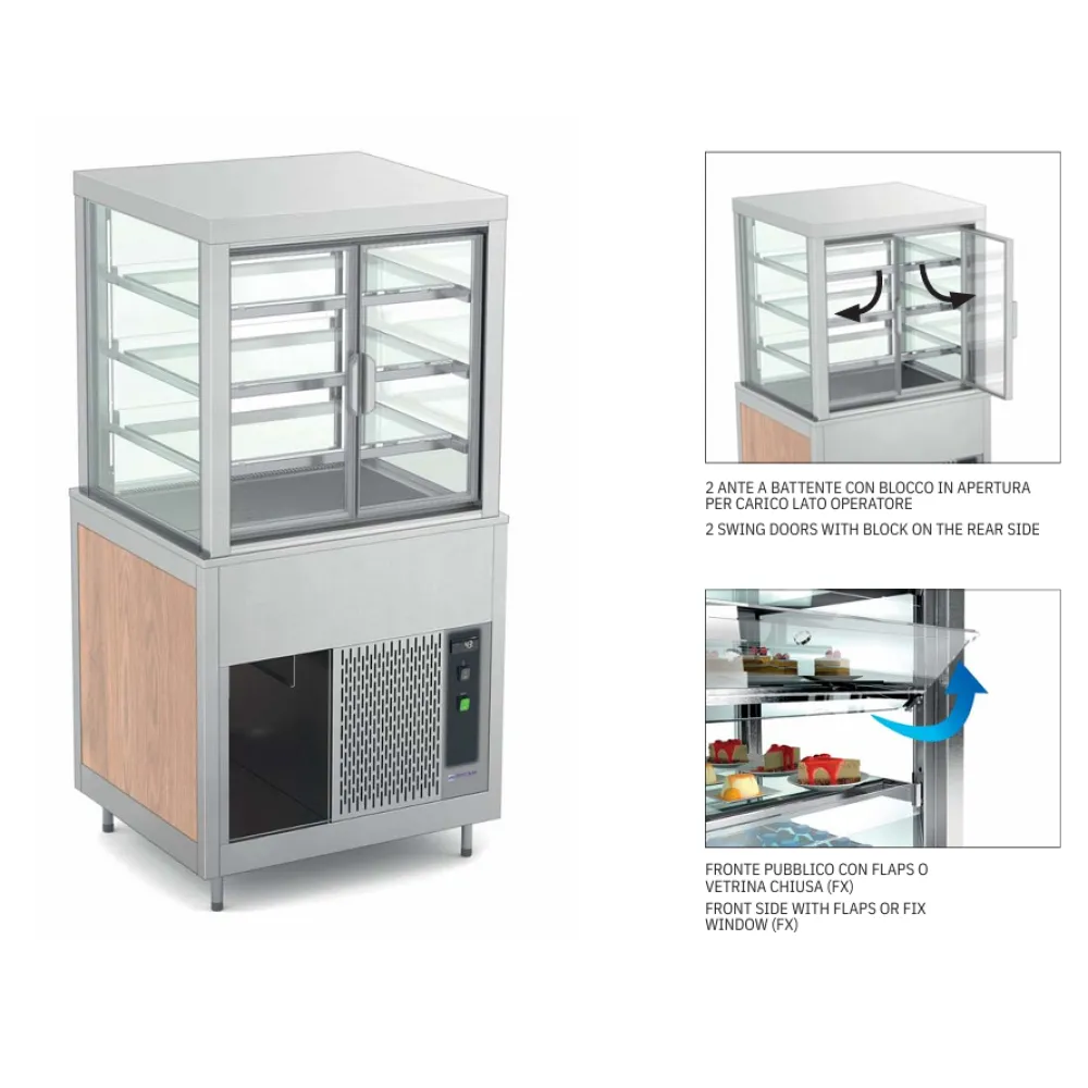 VITRINE VENTILÉE AVEC ÉTAGÈRES OUVRABLES EN VERRE OMNIA 2DSP