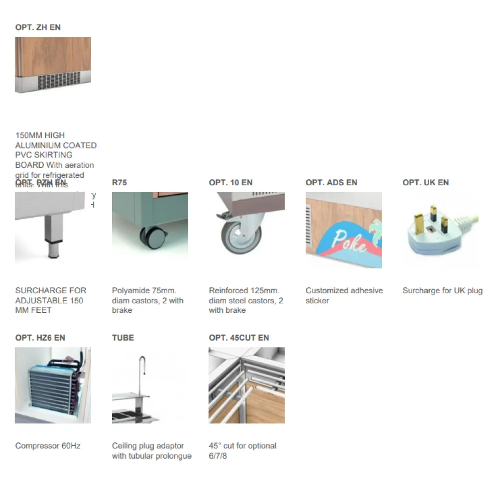 BUFFET RÉFRIGÉRÉ AVEC PLAN DE TRAVAIL EN HANEX® BETACRYL OMNIA 2PR