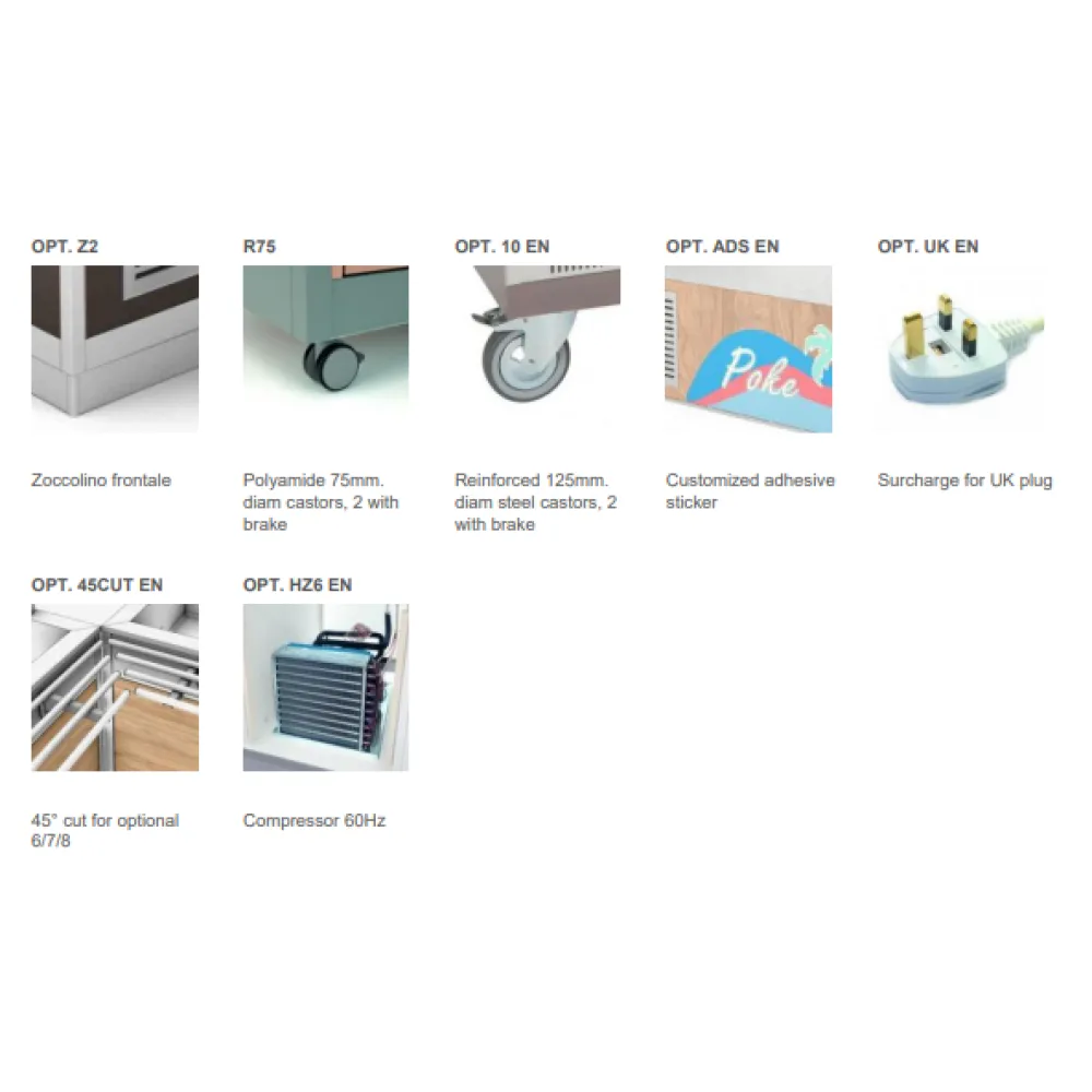 BUFFET RÉFRIGÉRÉ AVEC PLAN DE TRAVAIL EN ACIER INOXYDABLE OMNIA 4PR-IN