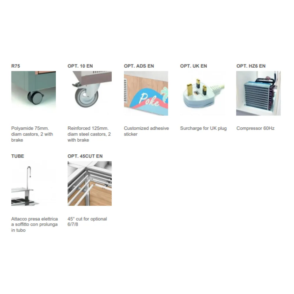 BUFFET RÉFRIGÉRÉ AVEC PLAN DE TRAVAIL EN HANEX® BETACRYL OMNIA 3PR