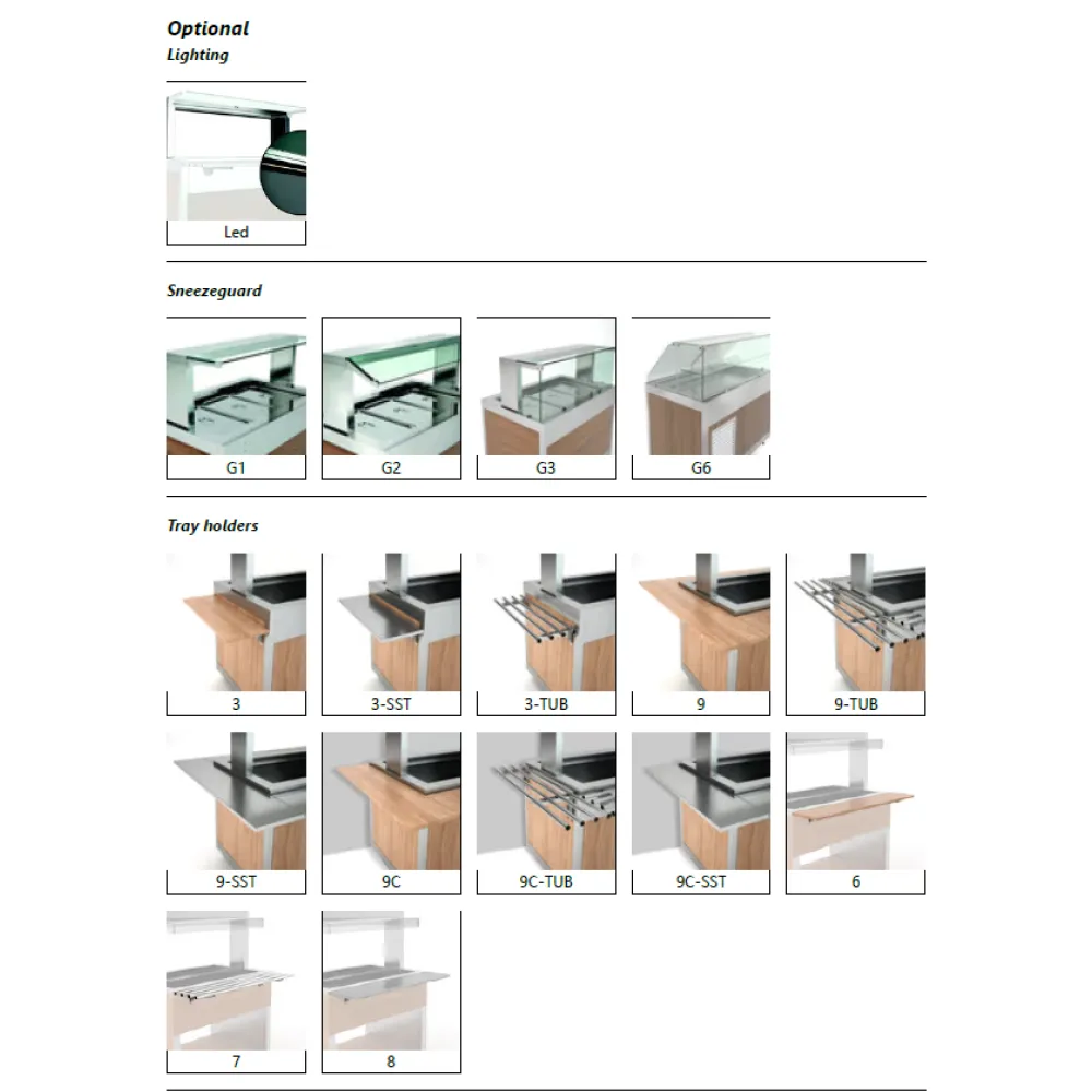BUFFET RÉFRIGÉRÉ AVEC PLAN DE TRAVAIL HANEX® BETACRYL ET COMPARTIMENT INFÉRIEUR FROID OMNIA 3PR/SF