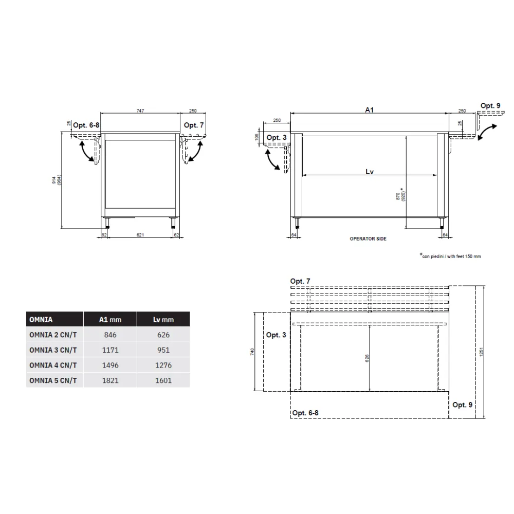 ROLL-IN MODULE NEUTRE AVEC PLAN DE TRAVAIL OMNIA 5CN/T