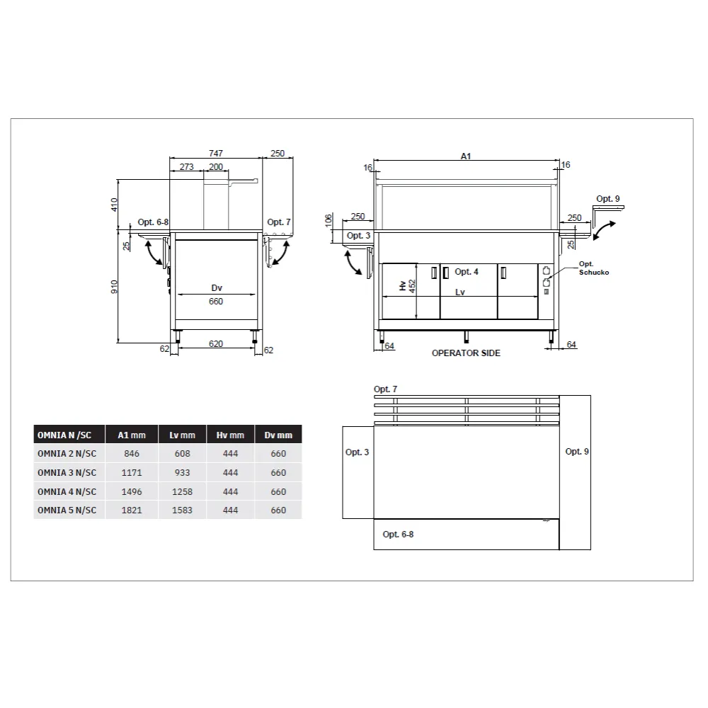 MODULE NEUTRE AVEC COMPARTIMENT INFÉRIEUR CHAUFFÉ OMNIA 2N/SC