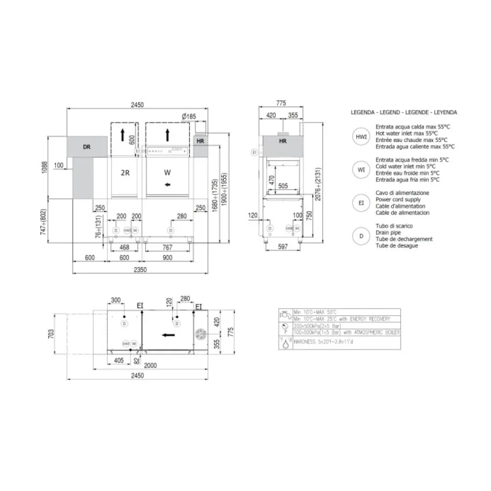 Lave-vaisselle à convoyeur électromécanique RKR2500