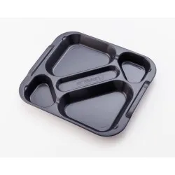 5-compartment food tray Grey Polypropylene