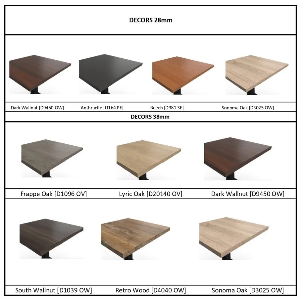 Melamine Table top 38 mm 120x80 mm 