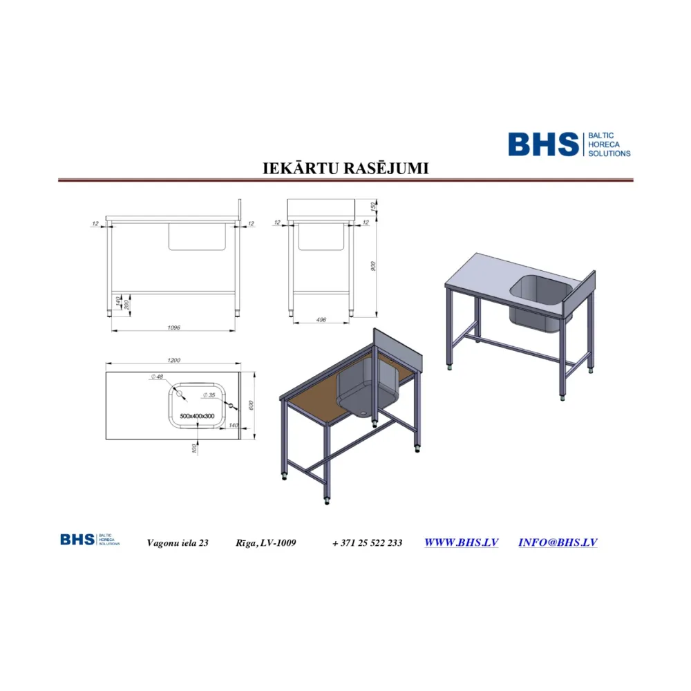 Table avec évier 1200
