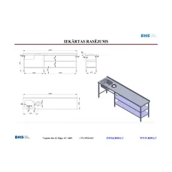 Table de travail avec évier et 2 étagères  NN42