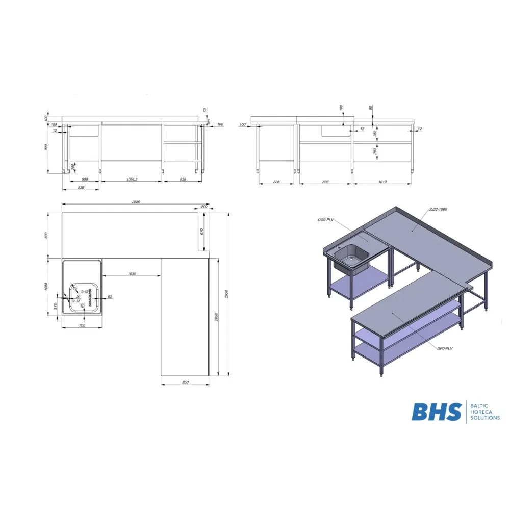 Espace de travail avec évier