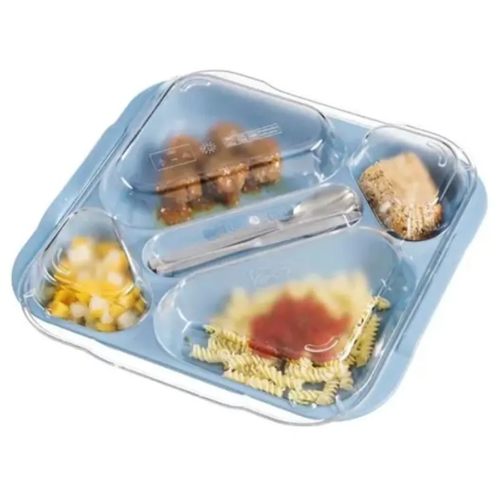 Couvercle pour plateau alimentaire à 5 compartiments, polycarbonate transparent