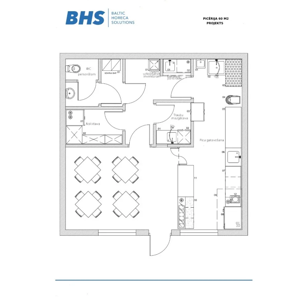 Drawing  Pizzeria 60 m2