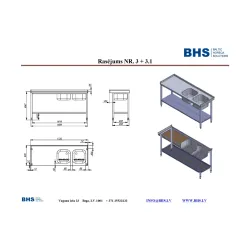 Table avec 2 éviers et étagère NN46