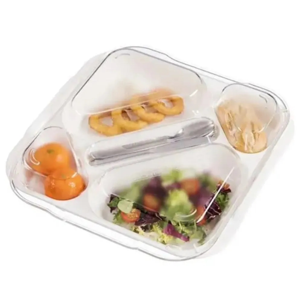 Couvercle pour plateau alimentaire à 5 compartiments, polycarbonate transparent