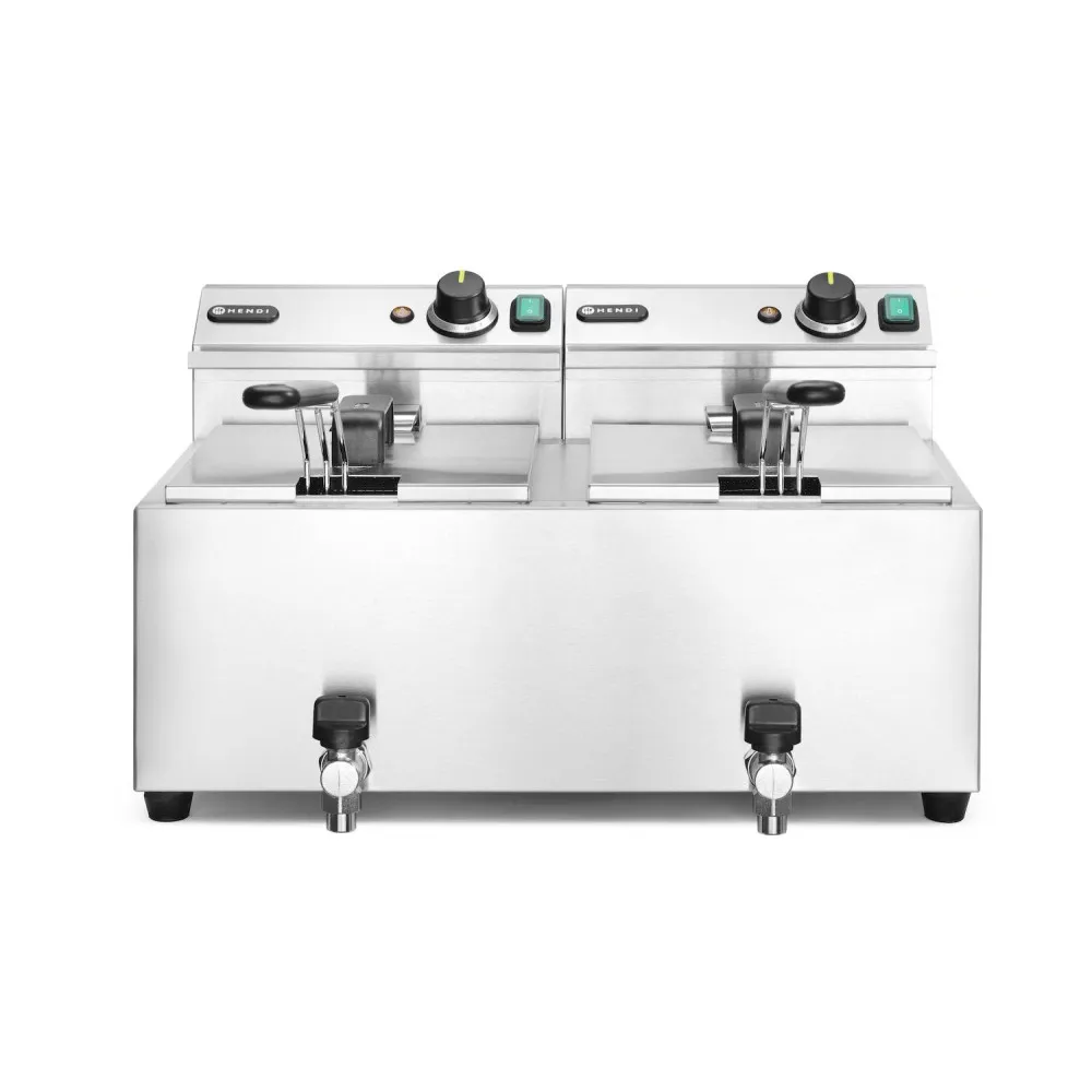 Friteuse manuelle Profi Line avec robinet de sortie, 2 x 8 l