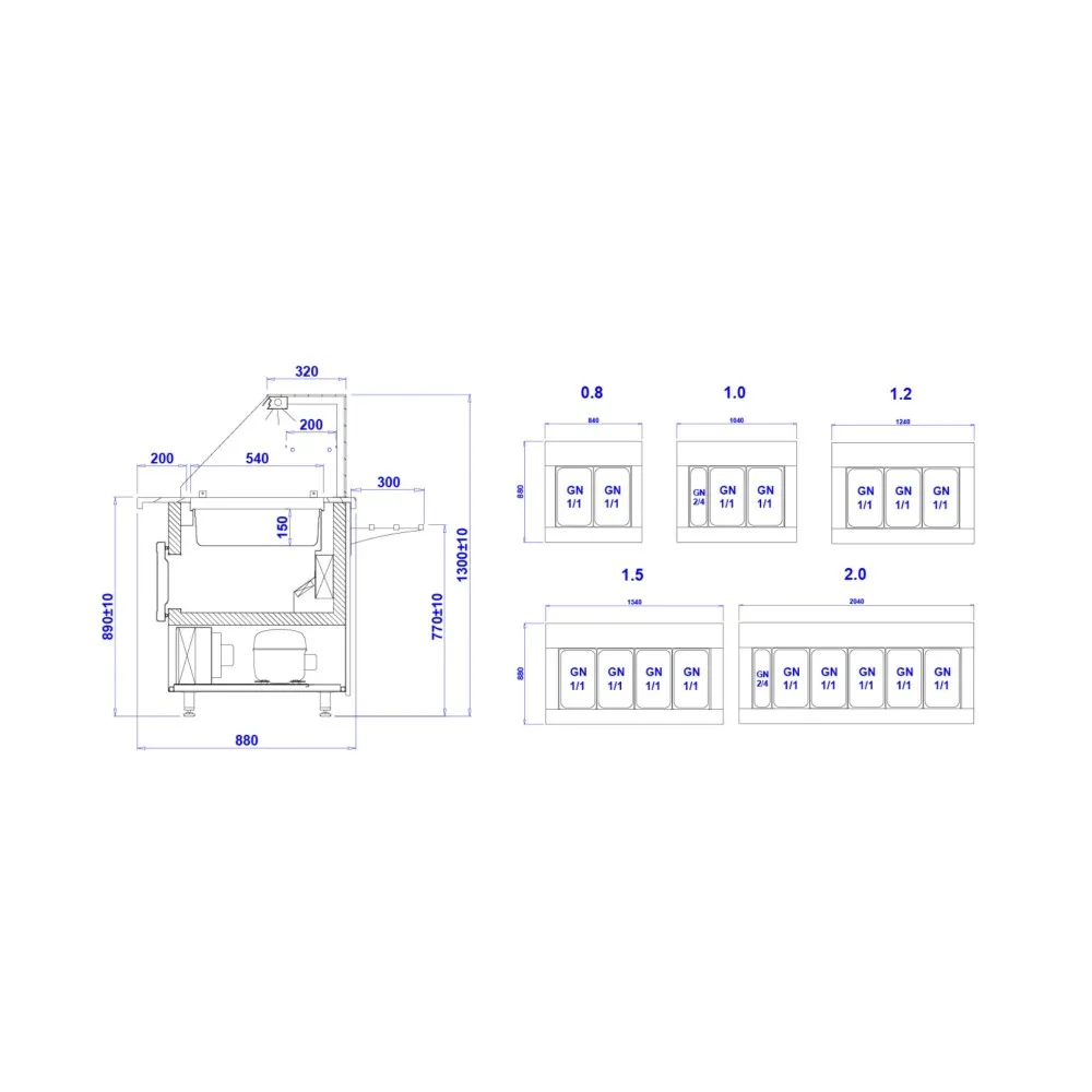 Bar à salade GASTROLINE PREMIUM 2040mm
