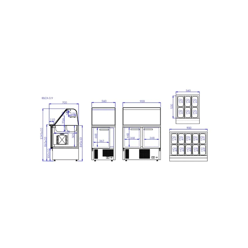 Bar à salade IBIZA 900 mm