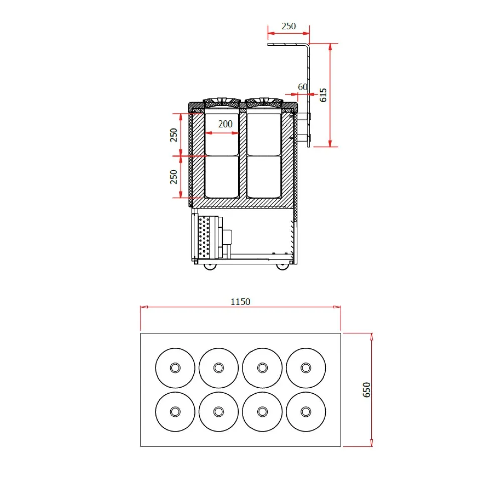 Distributeur de glace GELATO 2 1150 mm