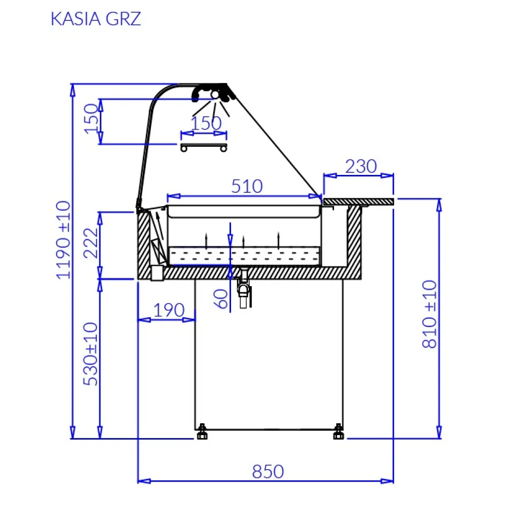 Hot showcase KASIA GRZ 1700 mm