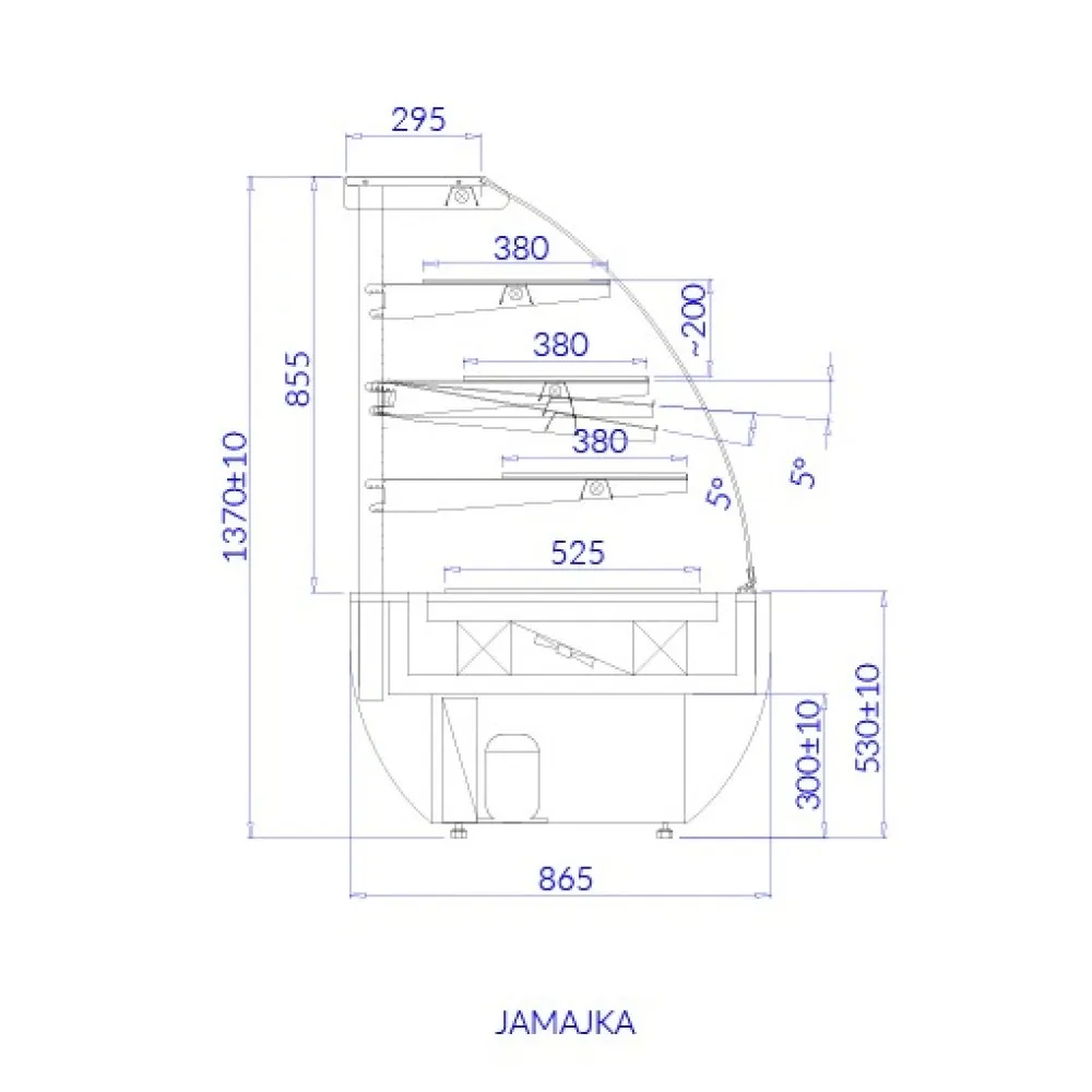 Warm showcase JAMAIKA 1400 mm