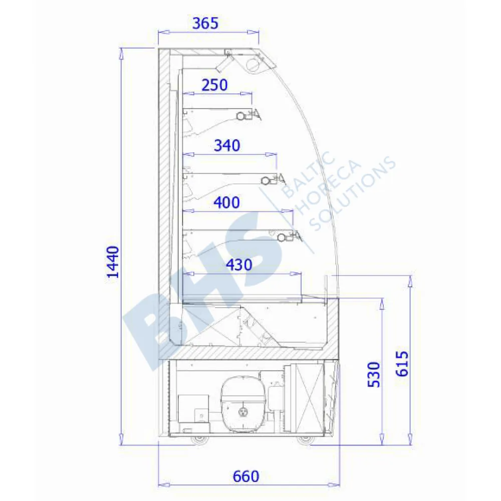 Vitrine de confiserie LUNA 600 mm