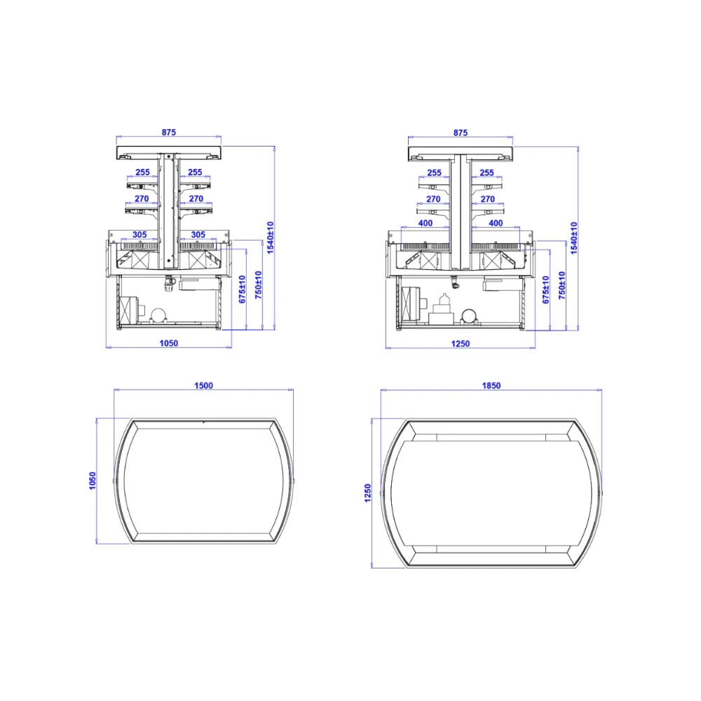 Vitrine - îlot FRESH ISLAND 1500 mm