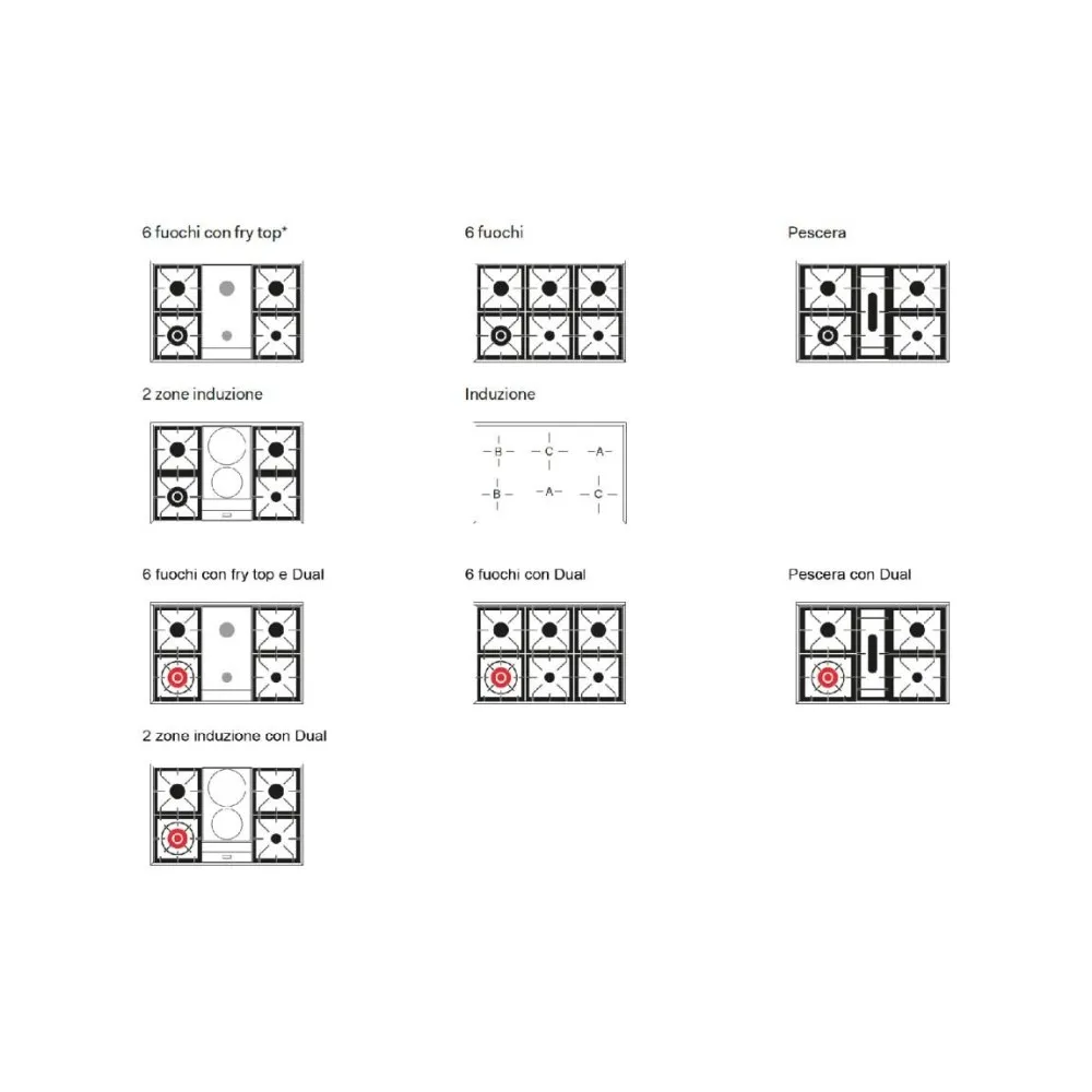 Cuisinière Nostalgie P09FNE3 6 feux avec plaque de cuisson