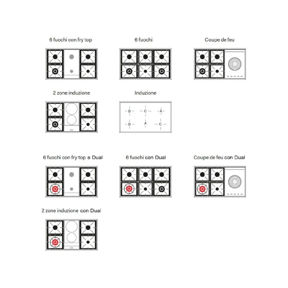 Cuisinière avec four Nostalgie  100 cm PD106NE3 6 feux