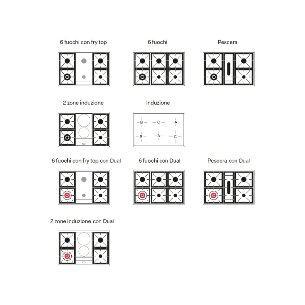 Cuisinière avec four Professional Plus 90 cm  P09IWE3 4 feux + 2 induction