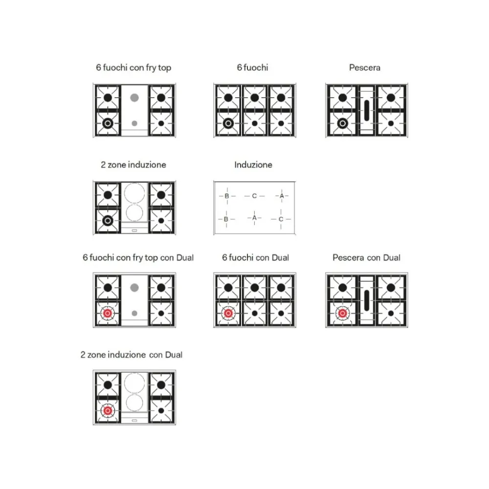Cuisinière avec four Professional Plus 900 mm PD09FWE3 6 feux avec plaque de cuisson