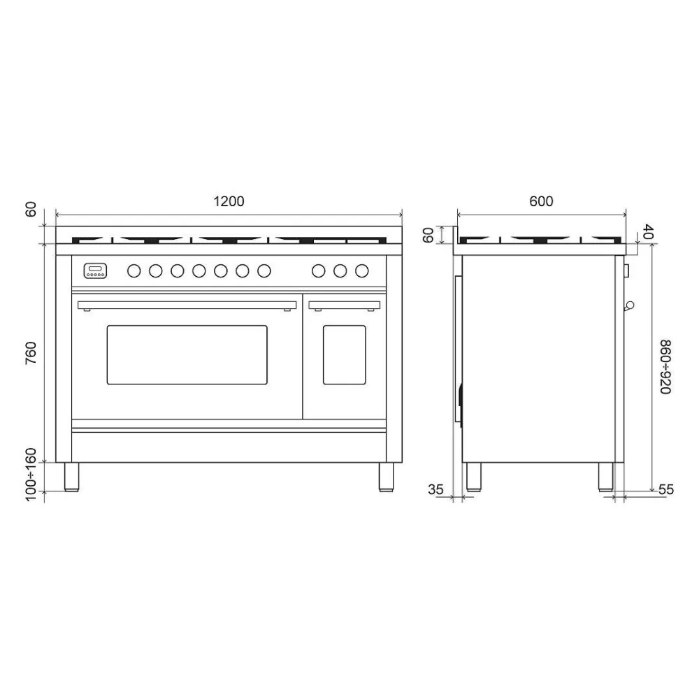 Cuisinière avec four Professional Plus 120 cm P127WE3 7 feux
