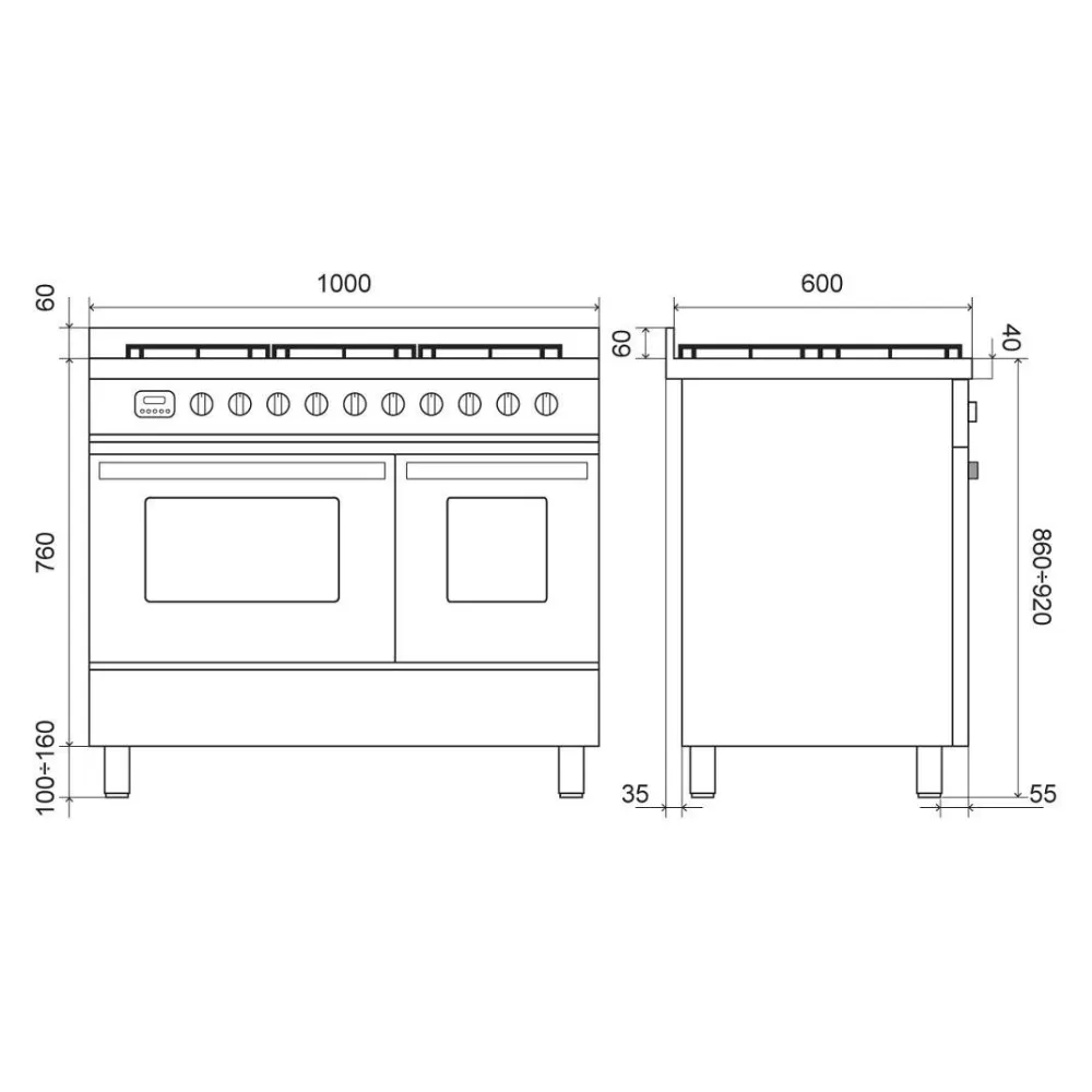 Cuisinière avec four Pro Line LD10CWM3 100 cm 5 feux