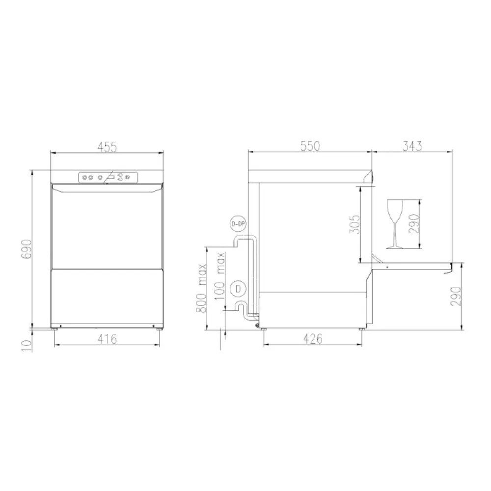 Lave-vaisselle, 400x400mm, FK 40 E LS