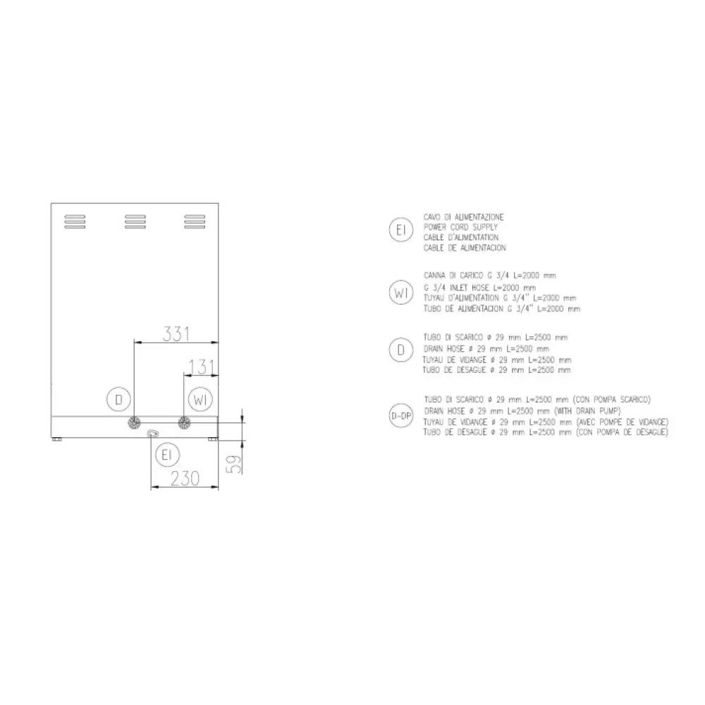 Lave-vaisselle, 500x500mm, FK 50 E PRS