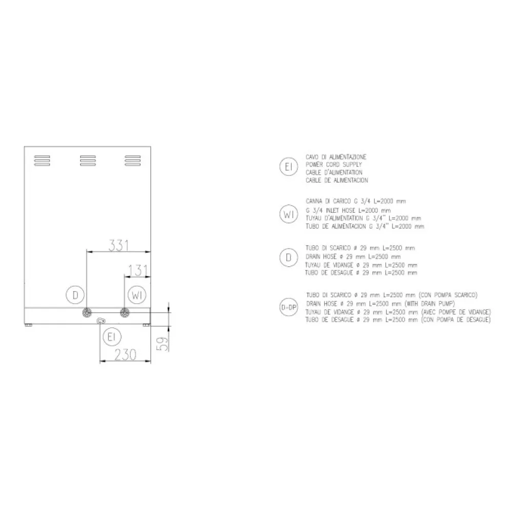 Lave-vaisselle, 500x500mm, FK 50 M
