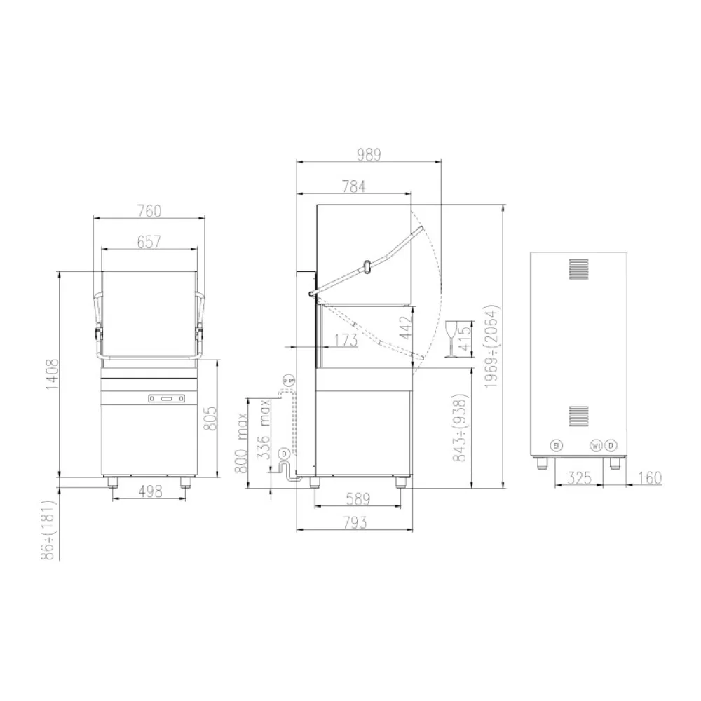 Lave-vaisselle à dôme, 500x500mm, HK 1200 E PRS
