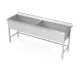 Table avec bac double en inox pour la plonge 1400