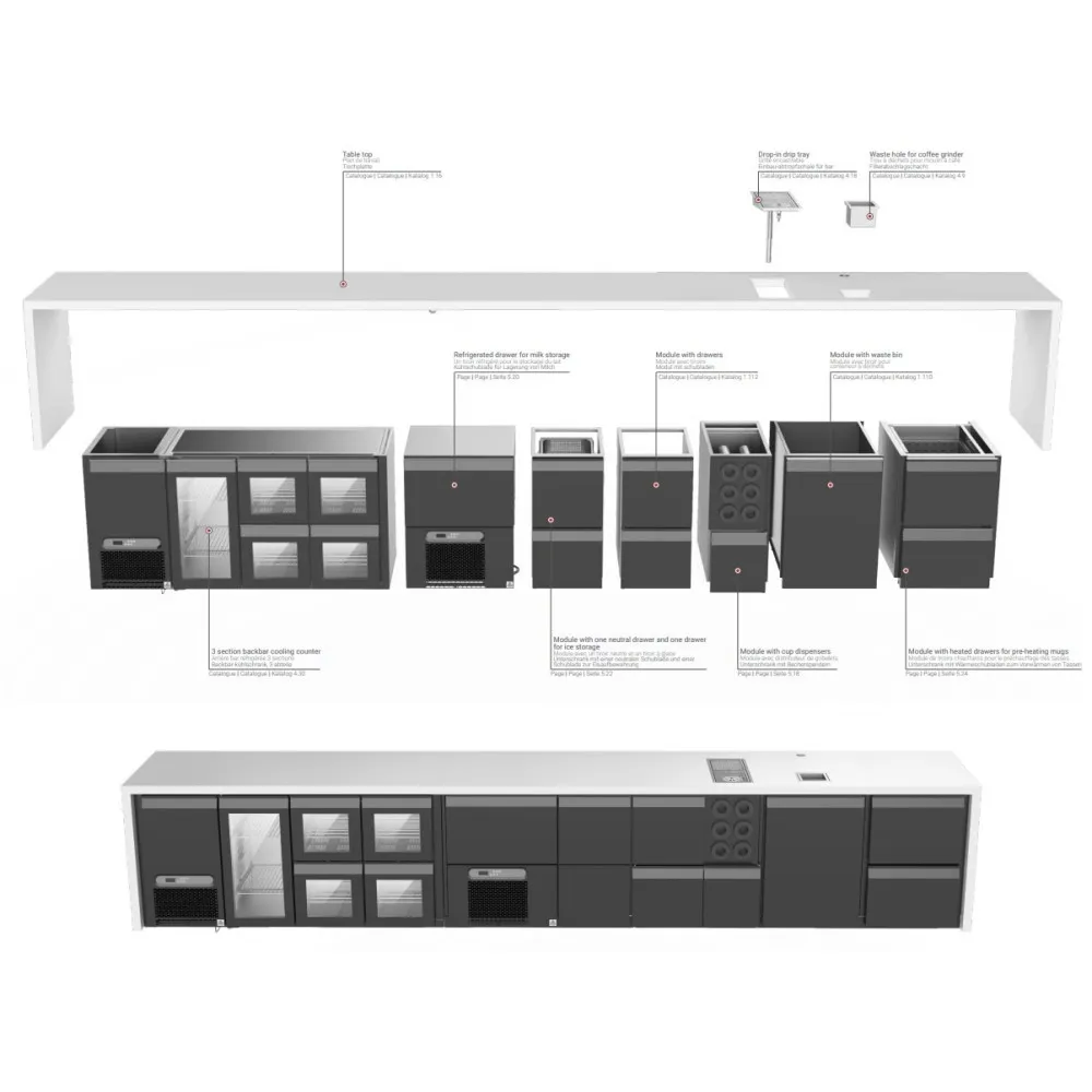 Module with Cup Dispensers with 1 drawer 350 mm