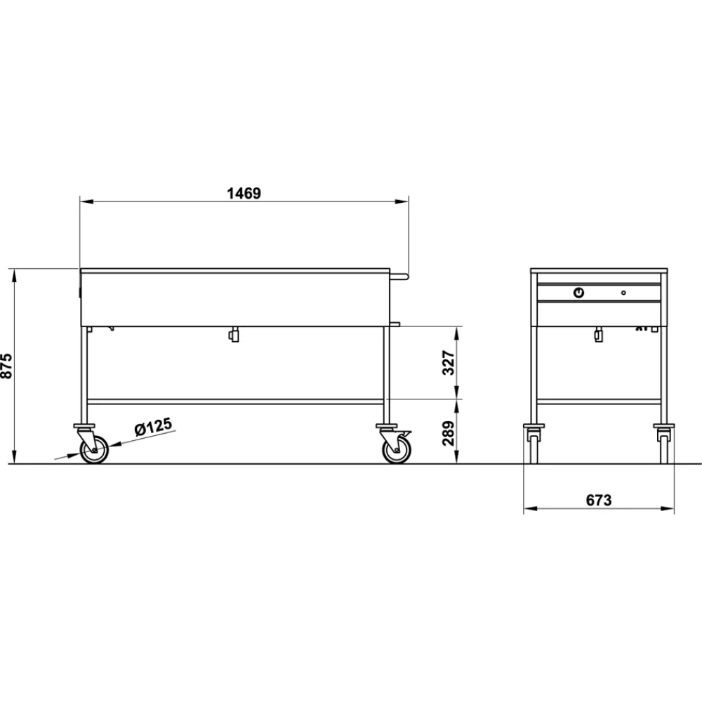 CHARIOT THERMIQUE BAIN MARIE EN ACIER INOXYDABLE CAPRICORNO 4 GN1/1