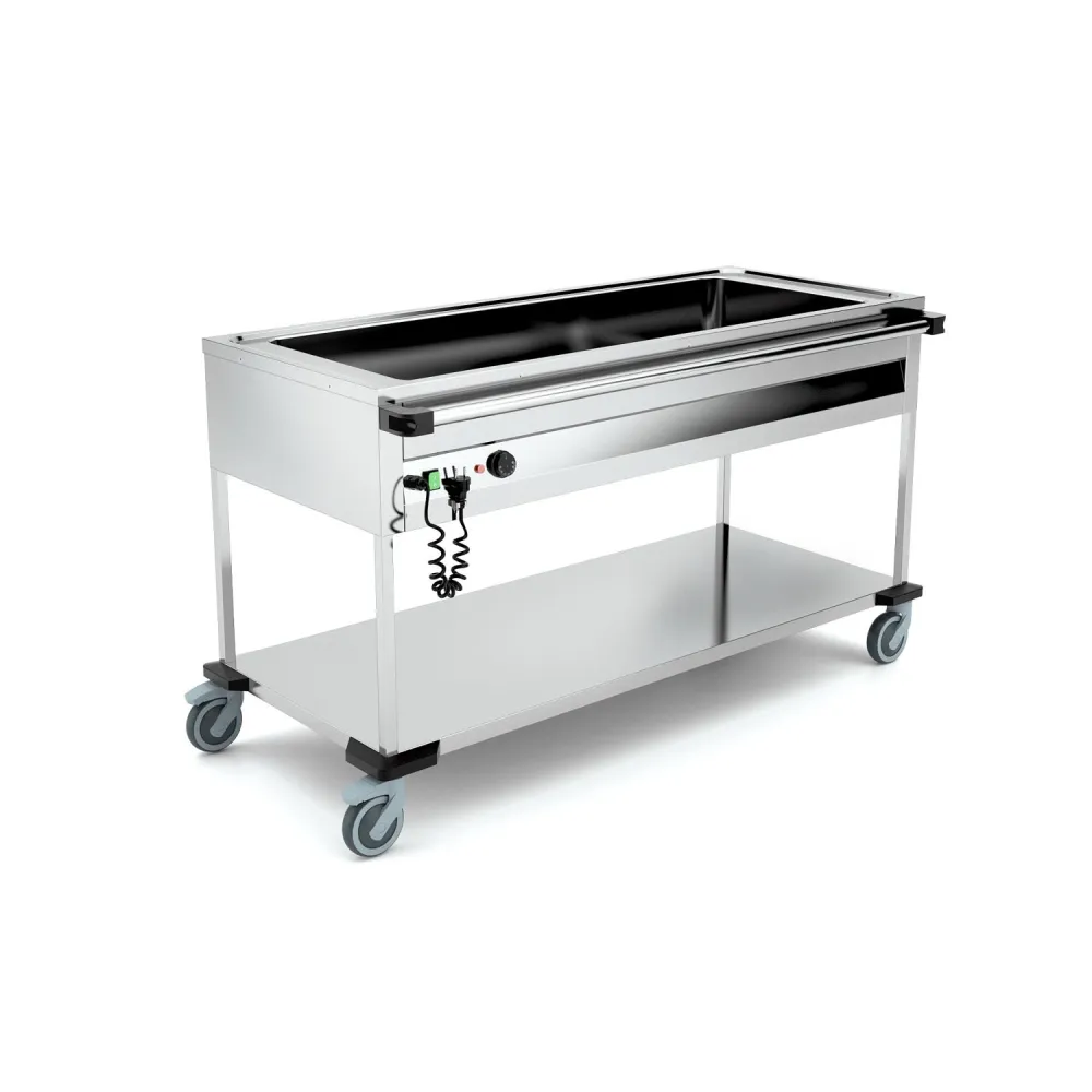 CHARIOT BAIN-MARIE EN ACIER INOXYDABLE COMPASS 4 F
