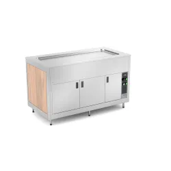 BUFFET AVEC COMPTOIR CHAUFFANT EN ACIER INOXYDABLE ET COMPARTIMENT INFÉRIEUR AVEC CHAUFFAGE PAR VENTILATION OMNIA 2PC-IN/SC