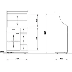 POSTE DE SERVEURS SUR ROULETTES PERSEO 75
