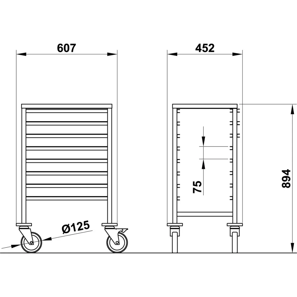CHARIOT POUR PLATEAUX VEGA GN1/1 C8