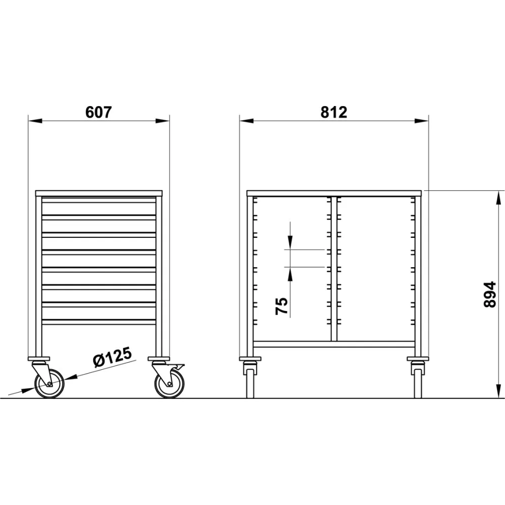 CHARIOT POUR PLATEAUX VEGA GN1/1 C8+8