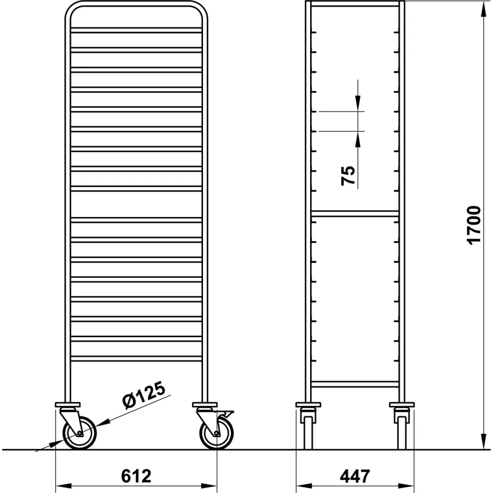 CHARIOT POUR PLATEAUX VEGA GN1/1 L18