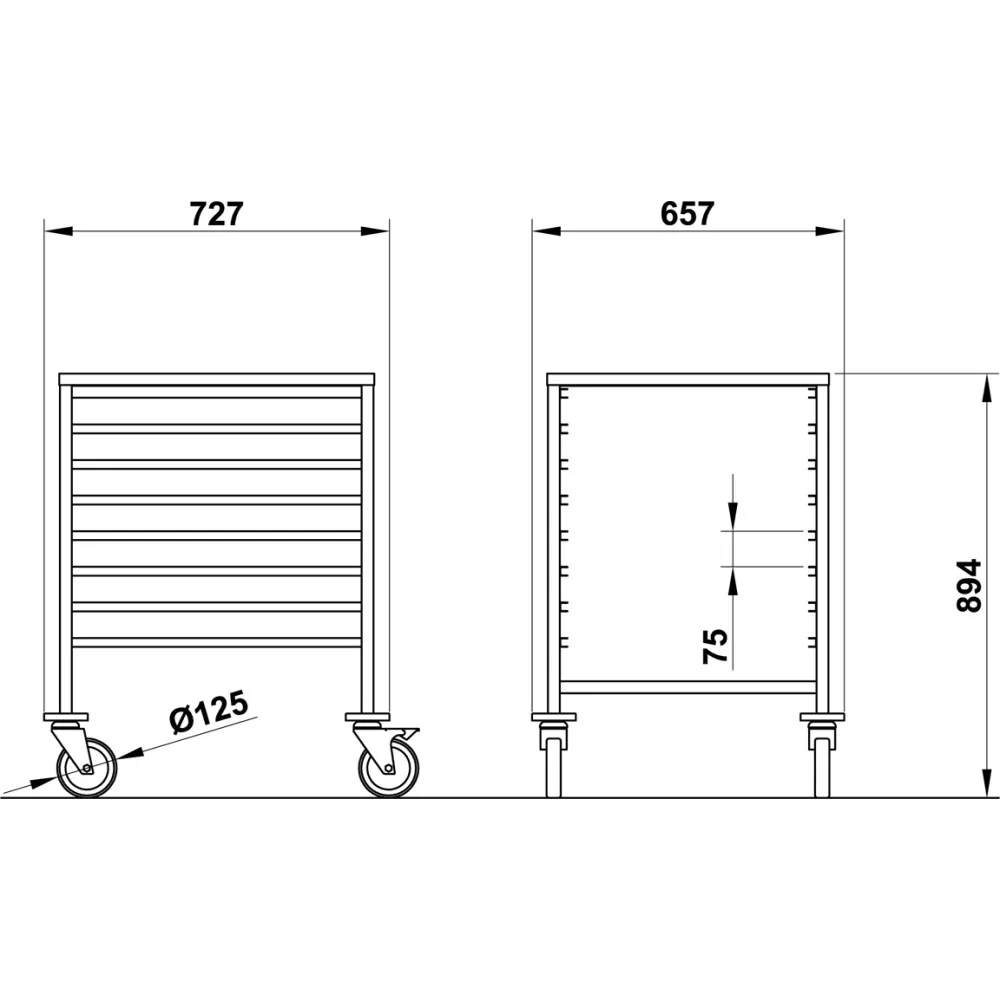 CHARIOT POUR PLATEAUX VEGA GN2/1 C8
