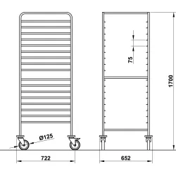 CHARIOT POUR PLATEAUX VEGA GN2/1 L18